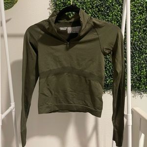 PINK army green workout sweater